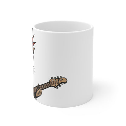 PunkCat - Big and Bold - 11oz Mug Left Handle - Punk Rock Cat Guitar Mug — 11oz Music Lover Coffee Cup