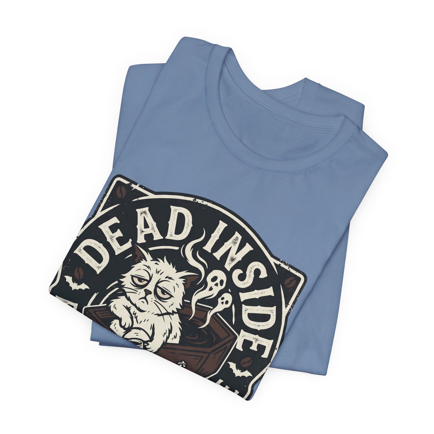 VOID - Dead Inside But Still Need Coffee T-Shirt - Coffee Cat Humor Tee
