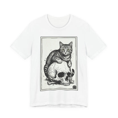 DarkArts Collection - Cat & Skull T-Shirt – Gothic Cat Illustration Tee