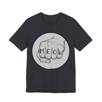 Meow Knuckle Tattoo Tee — Cat Lover Graphic T‑Shirt