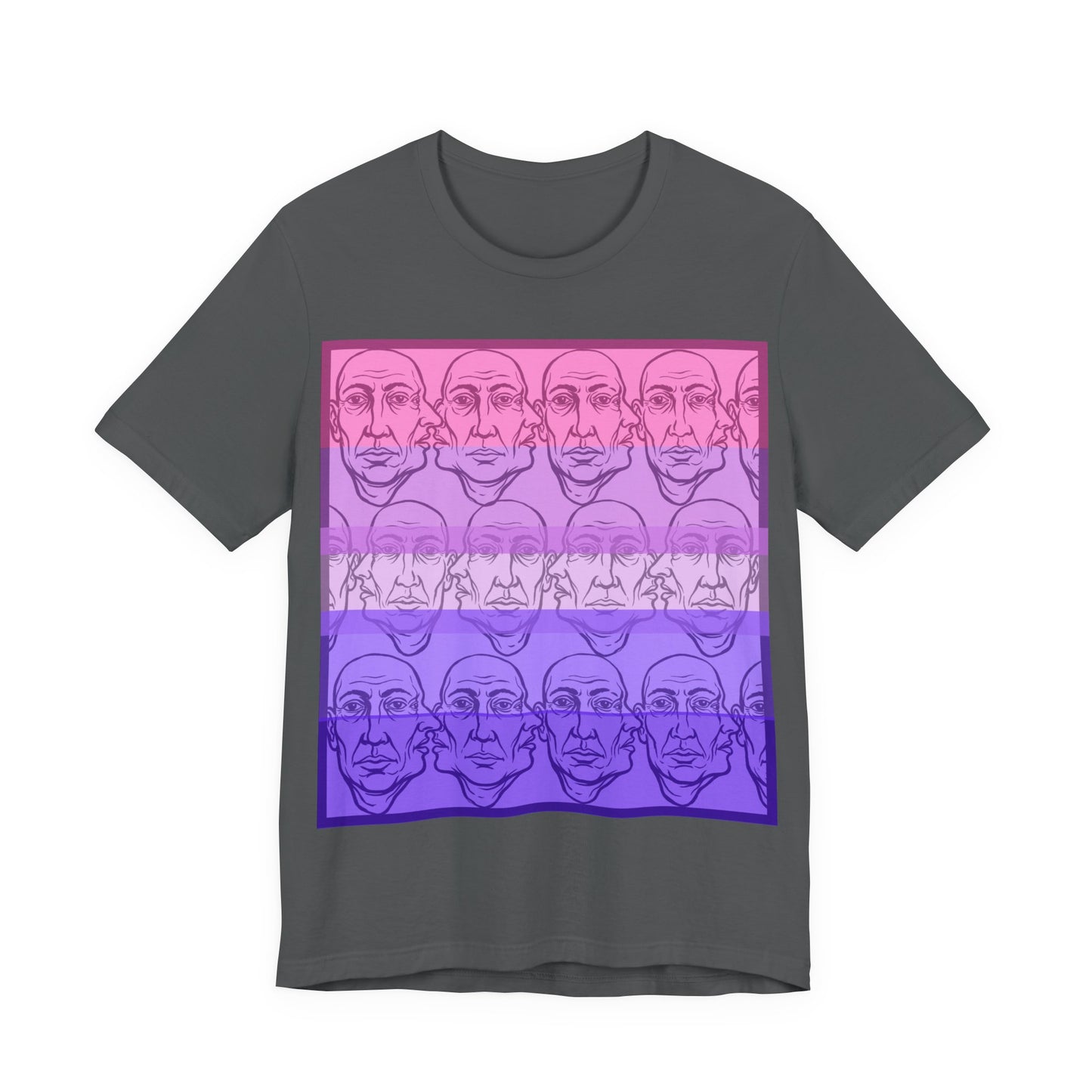HotGossip - Warm Tones - Abstract Repeating Face Tee — Pink to Purple Gradient Graphic Shirt