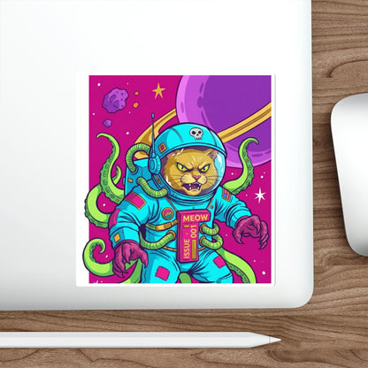 AlienCat Astronaut - Full Color Cat Die-Cut Sticker — Retro Space Kitty Design