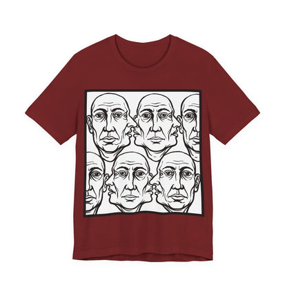 HotGossip - Version 2 - Monochrome Repeating Faces Tee – Abstract Expressionist Portrait T-Shirt