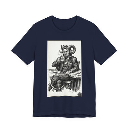 Devil's Brew - Coffee - Devil in a Suit Graphic Tee — Vintage Demon Illustration T-Shirt