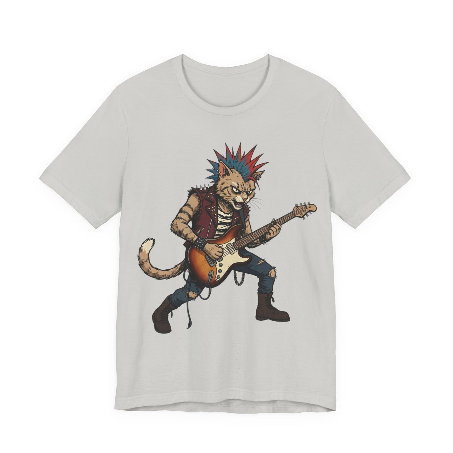 PunkCat - Punk Rock Cat Guitar T-Shirt