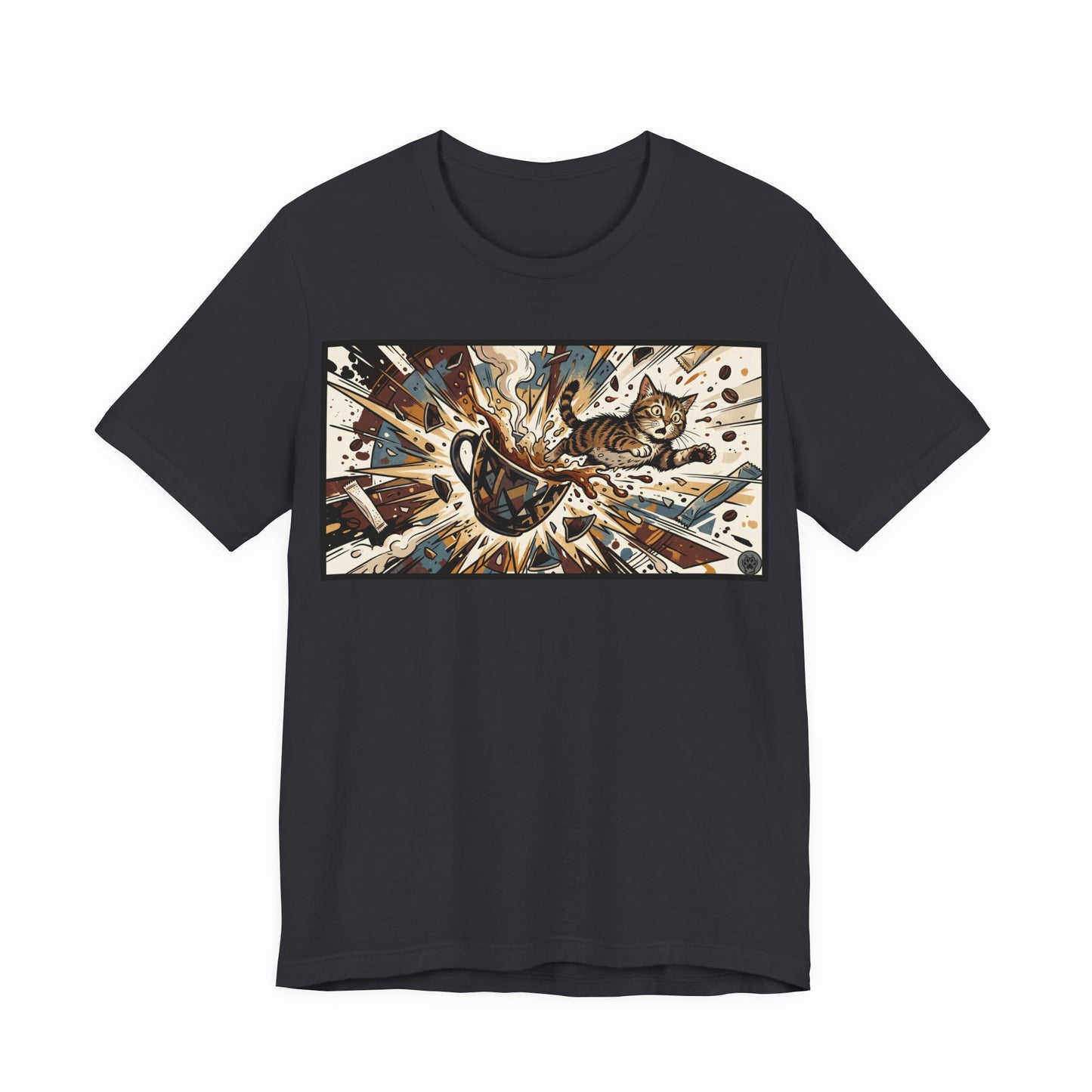 VOID - Coffee Cup Explosion Art Tee — Retro Abstract Coffee Splash T-Shirt