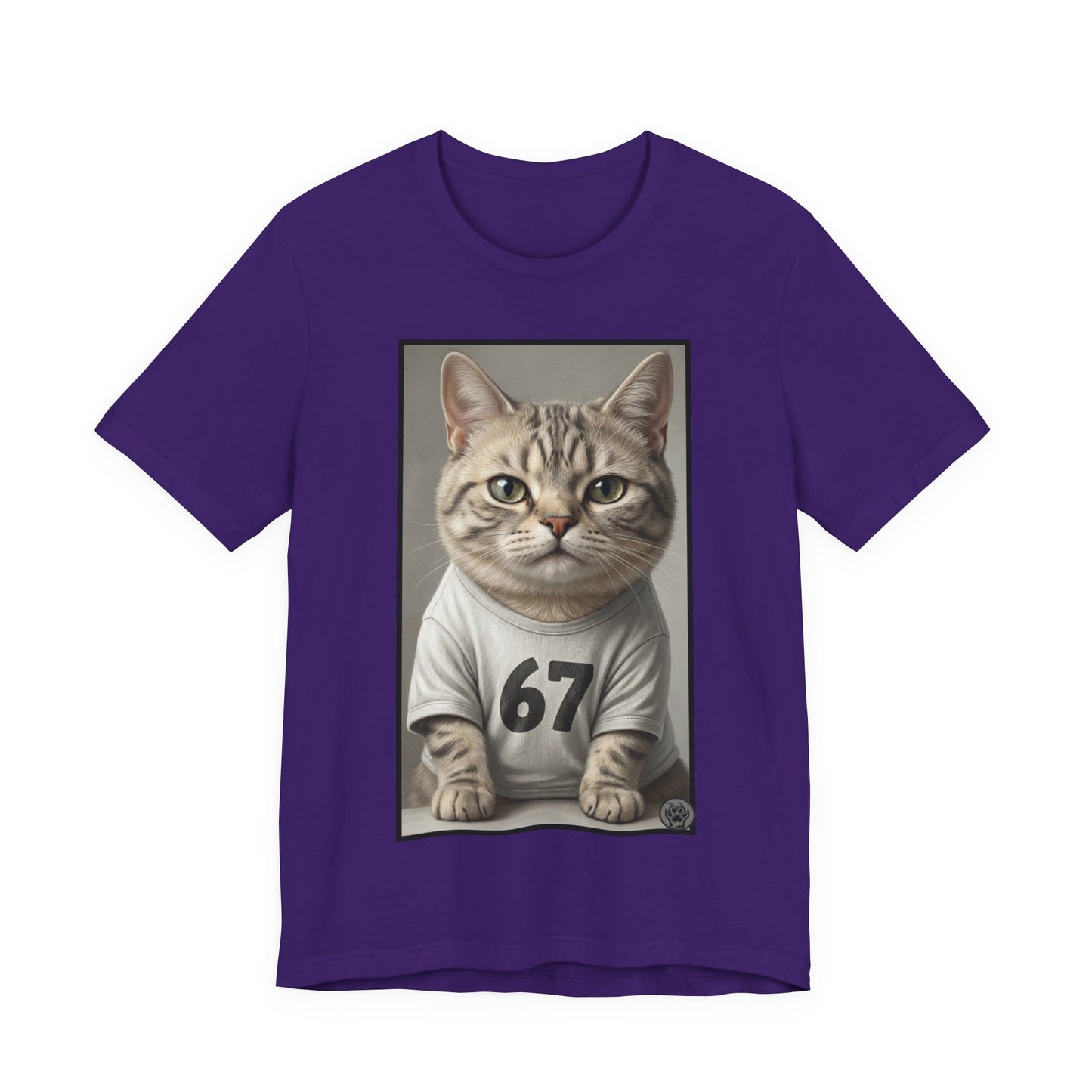 67 Meme - New Variation! - Cat Jersey T‑Shirt — Cute Kitten Portrait with Number 67