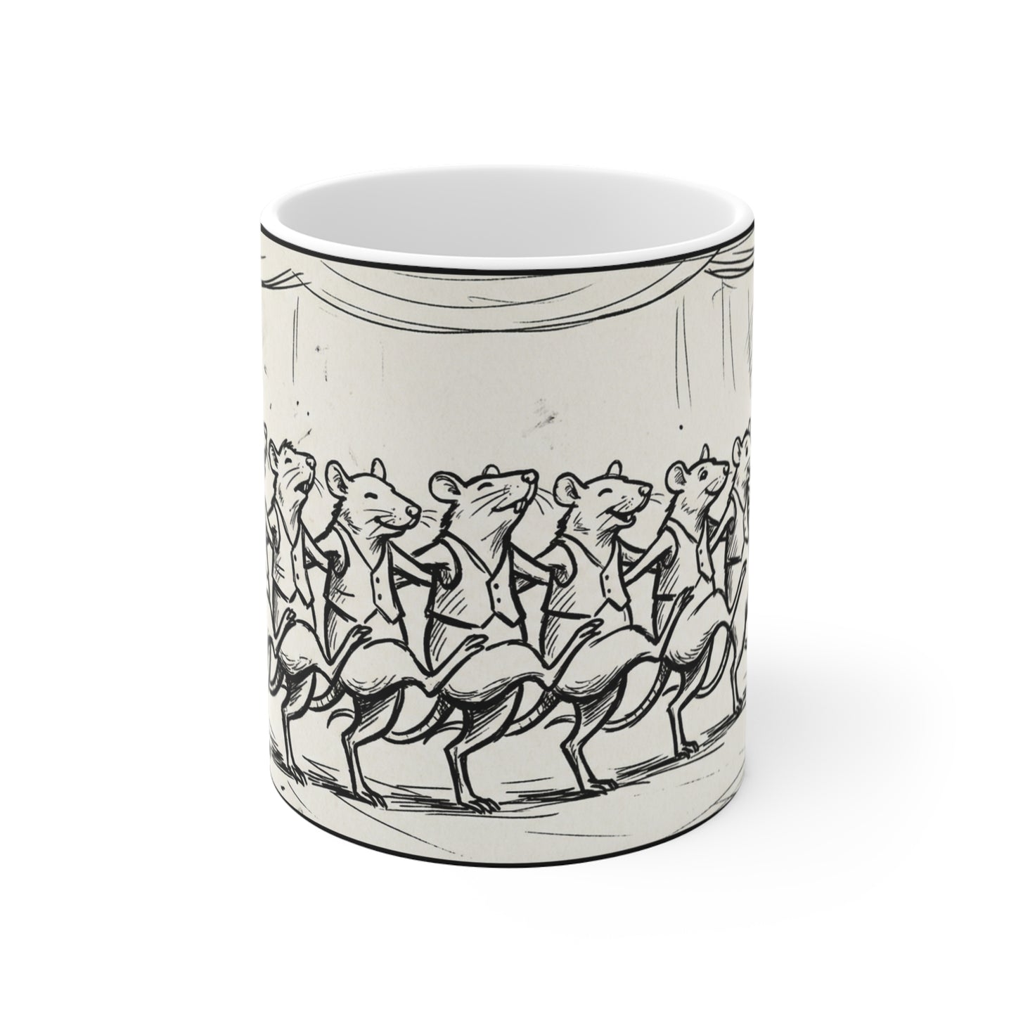 The Show Must Go On - 11oz Mug Ambi Handle - Dancing Rats Ceramic Mug — Cute and Funny