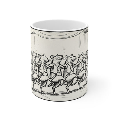 The Show Must Go On - 11oz Mug Ambi Handle - Dancing Rats Ceramic Mug — Cute and Funny
