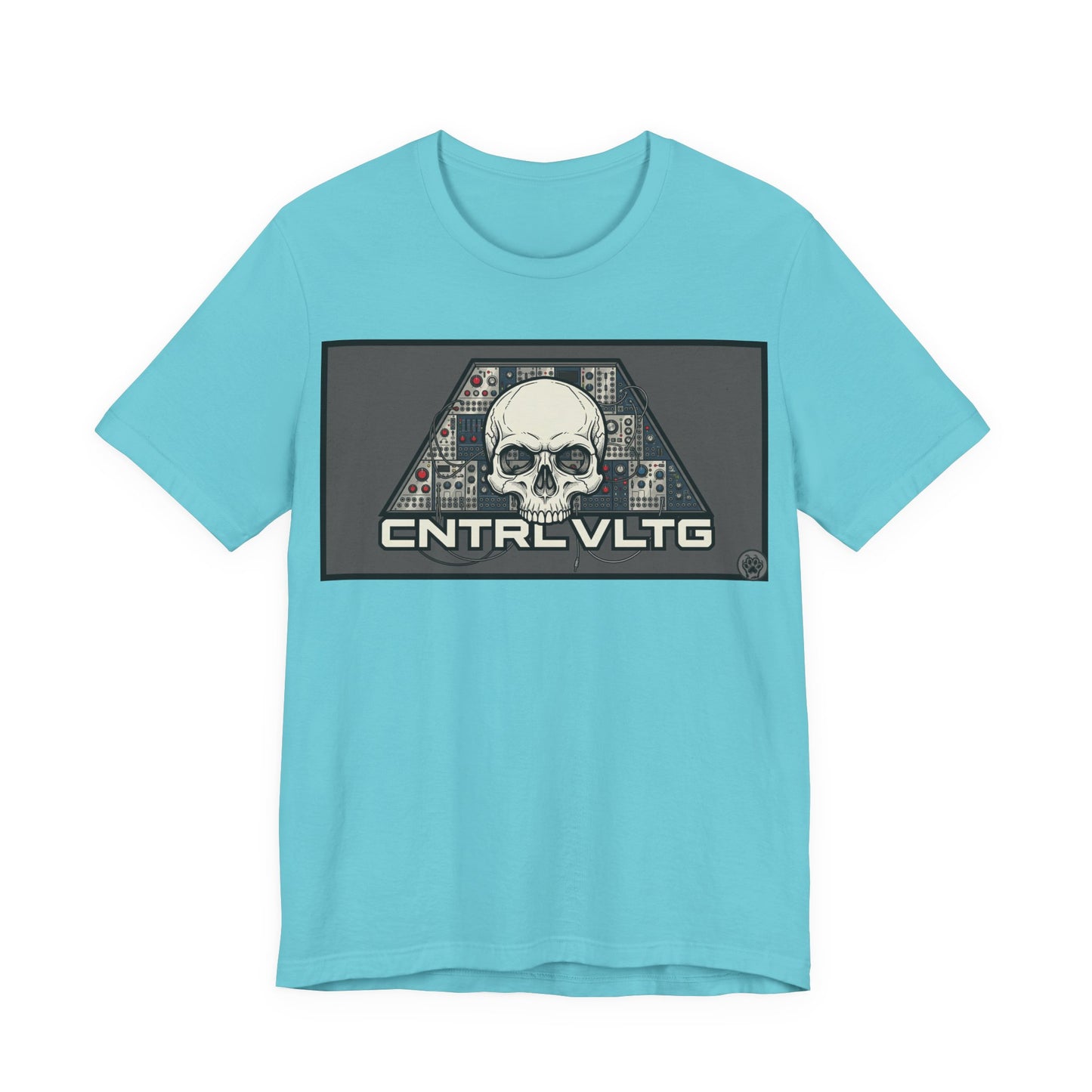 CV Control Voltage - TriBase Grey - Skull Modular Synth Analog Circuit 'CNTRL VLTG' Graphic Tee - Retro Tech Skull T-Shirt