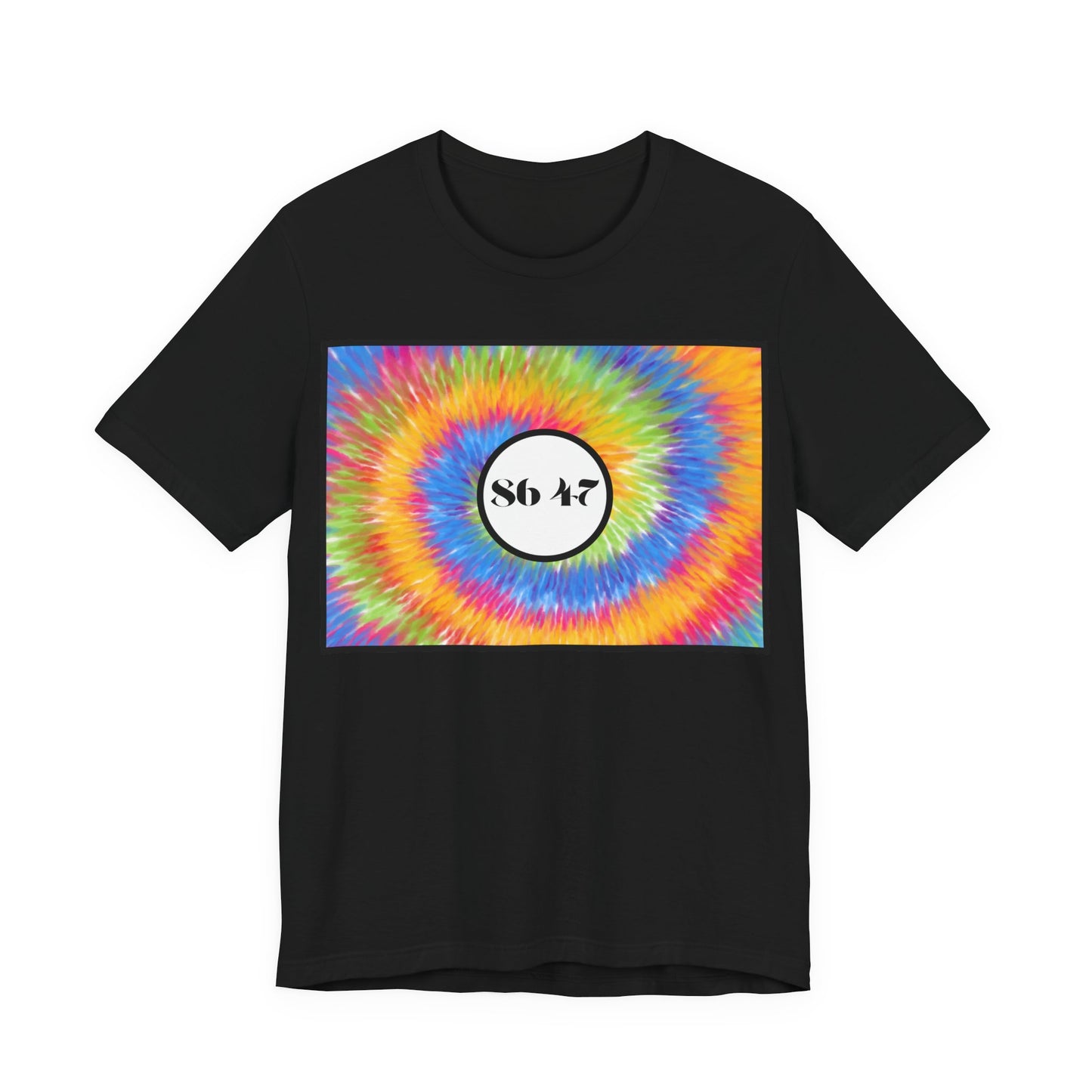 Tie-Dye Vibe T-Shirt — "86 47" Retro Rainbow Graphic Tee