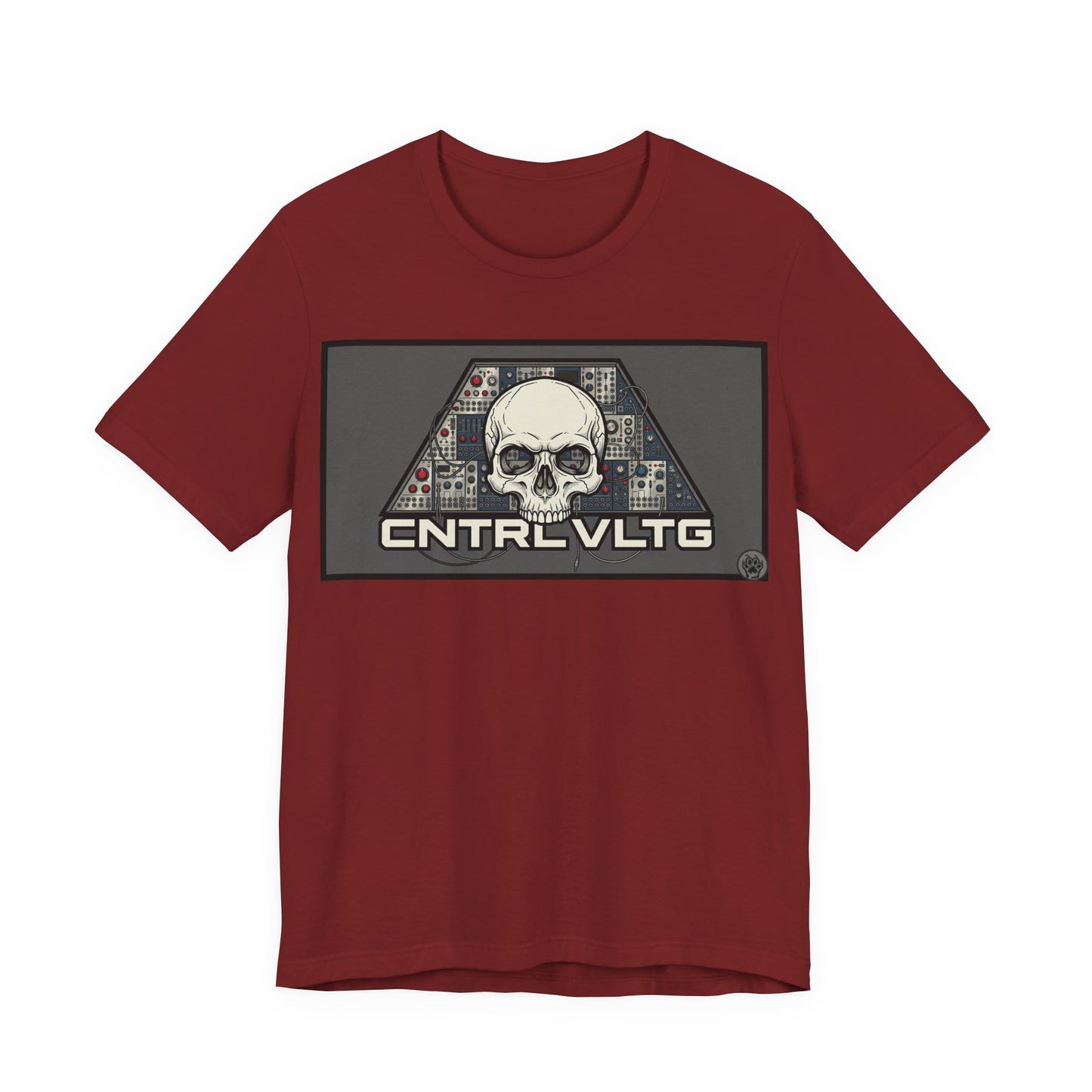CV Control Voltage - TriBase Grey - Skull Modular Synth Analog Circuit 'CNTRL VLTG' Graphic Tee - Retro Tech Skull T-Shirt