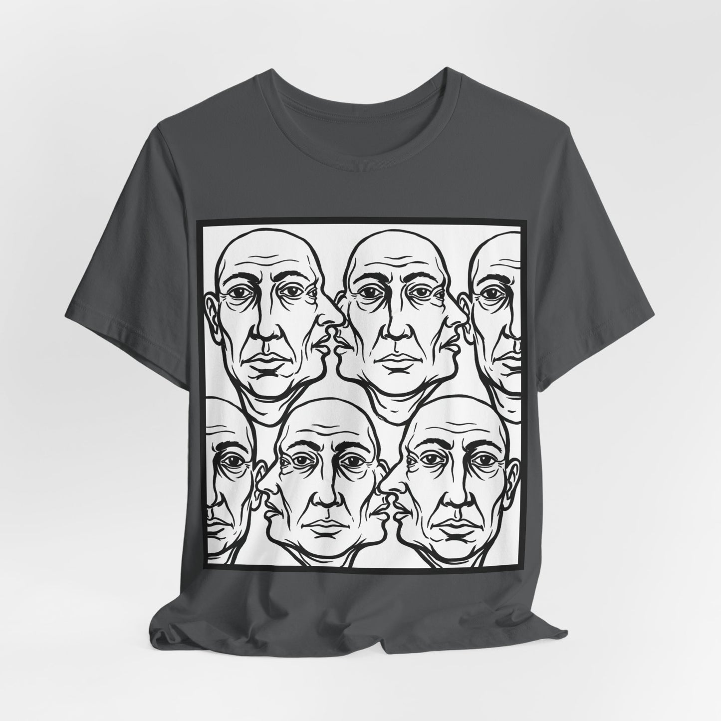 HotGossip - Version 2 - Monochrome Repeating Faces Tee – Abstract Expressionist Portrait T-Shirt