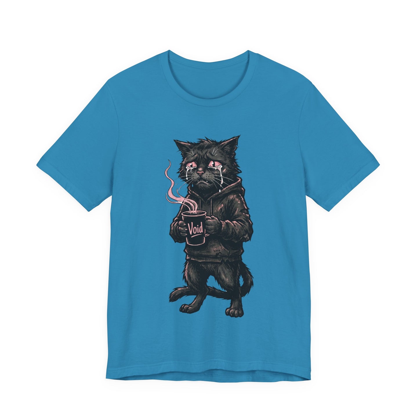 VOID - The Dark Void Cat T‑Shirt — Gothic Coffee Black Cat Illustration Tee