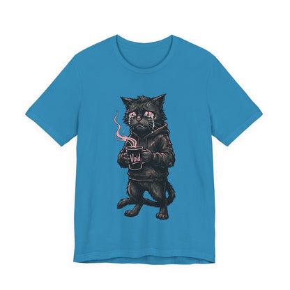 VOID - The Dark Void Cat T‑Shirt — Gothic Coffee Black Cat Illustration Tee