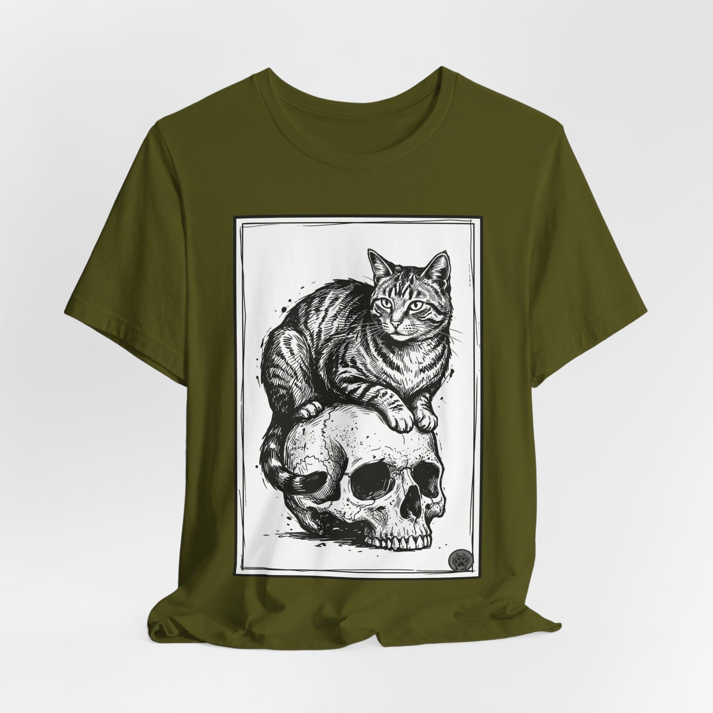 DarkArts Collection - Cat & Skull 2 T‑Shirt — Gothic Cat Skull Graphic Tee