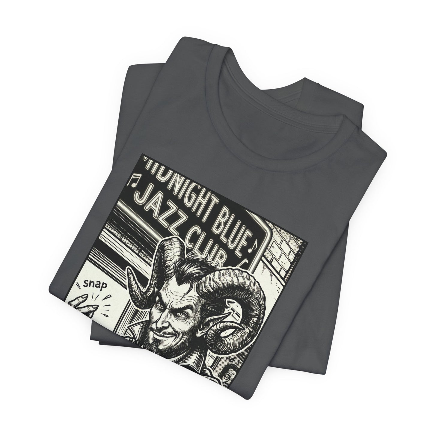 BLZB - Finger Snap Jazz Club Graphic Tee — 'Midnight Blue Jazz Club' Vintage Devil Illustration