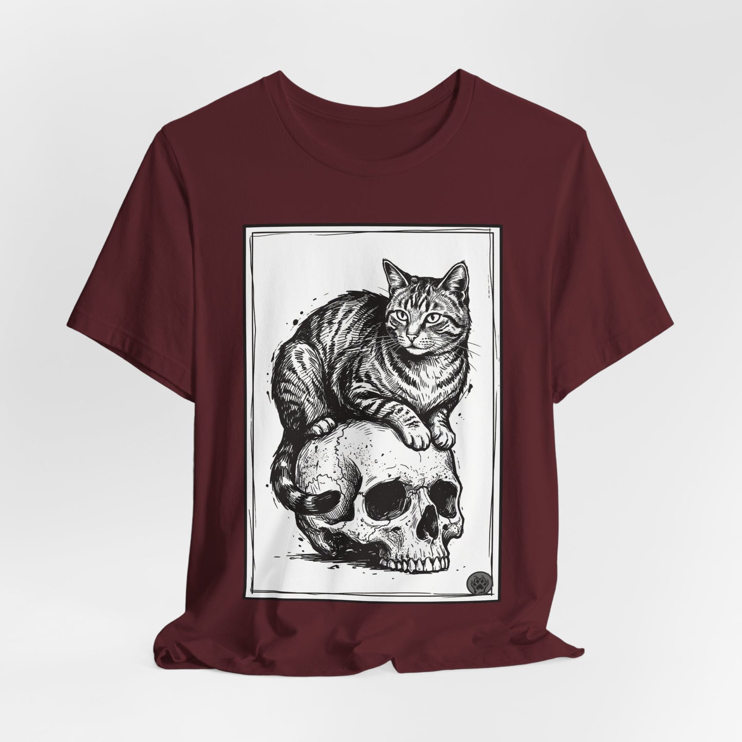DarkArts Collection - Cat & Skull 2 T‑Shirt — Gothic Cat Skull Graphic Tee