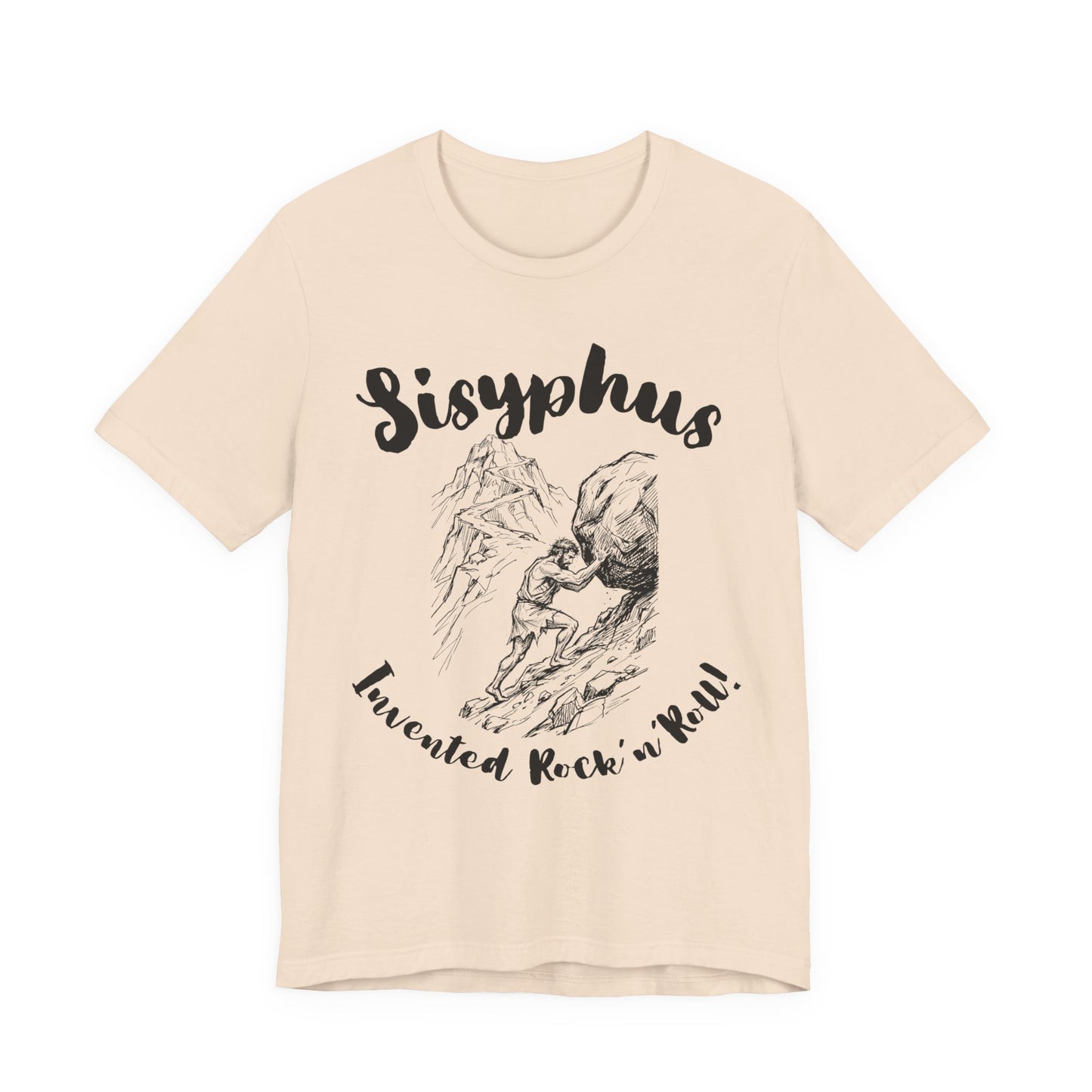 Greek Mythology Humor - Sisyphus T‑Shirt — 'Invented Rock 'n' Roll' Vintage Mythology Tee - Elvis Who?