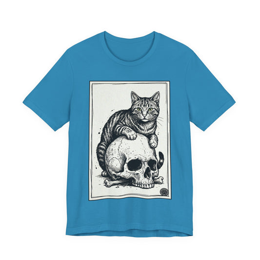 DarkArts Collection - Cat & Skull T-Shirt – Gothic Cat Illustration Tee
