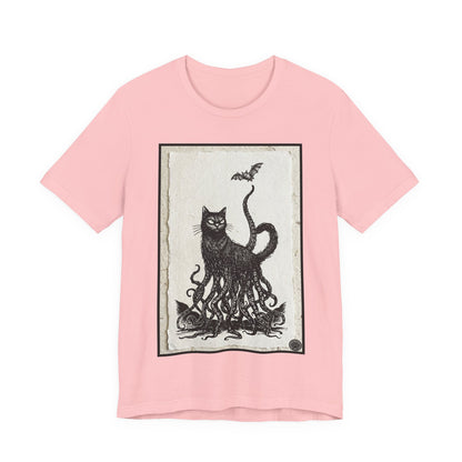 OctoCat Catching a Bat - Vintage Paper - Mystic Cat Kraken Tee — Gothic Cat T‑Shirt