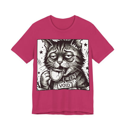VOID - The Original Void Cat Tee — Tired Moody Cat Drinking Coffee Graphic T-Shirt