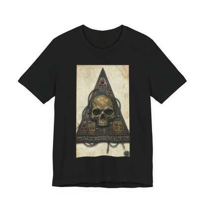CV - Control Voltage - Ancient Skull Modular Analog Synth Tee — Retro Electronic Skull Graphic T-Shirt