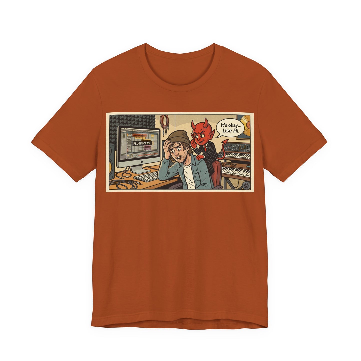 Use AI - Controversial Musician Humor Recording Studio T‑Shirt — Funny Comic “It’s Okay... Use Al” Music Producer Tee