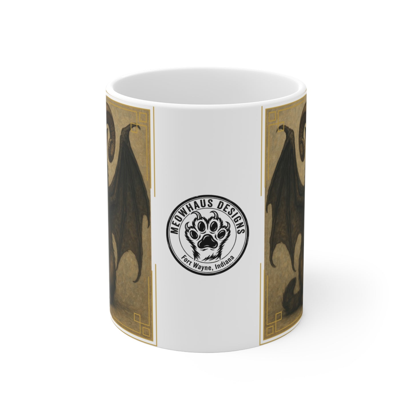 Folklore - 11oz Mug Ambi Handle - Gothic Bat-Winged Cat Mug – 11oz Fantasy Cat Coffee Cup