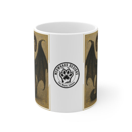 Folklore - 11oz Mug Ambi Handle - Gothic Bat-Winged Cat Mug – 11oz Fantasy Cat Coffee Cup