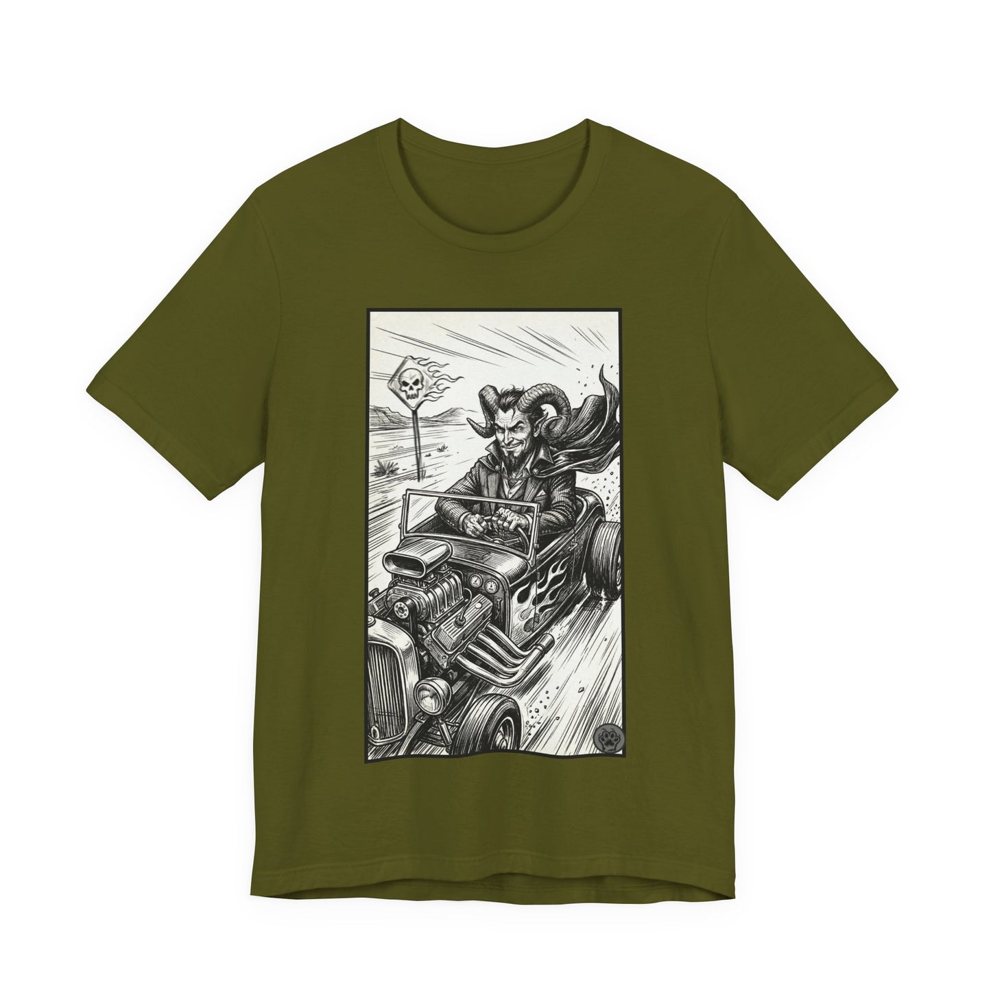 BLZB - Hot Rod Devil Driving T‑Shirt — Vintage Gothic Car Illustration Tee