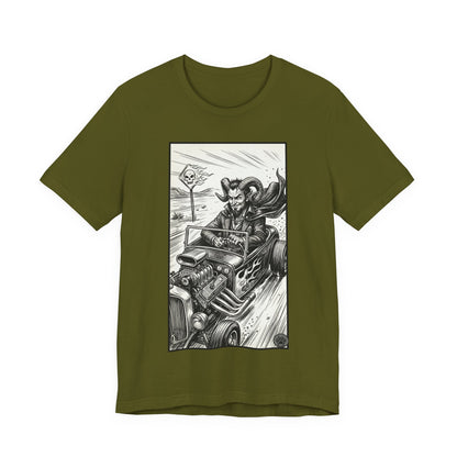 BLZB - Hot Rod Devil Driving T‑Shirt — Vintage Gothic Car Illustration Tee