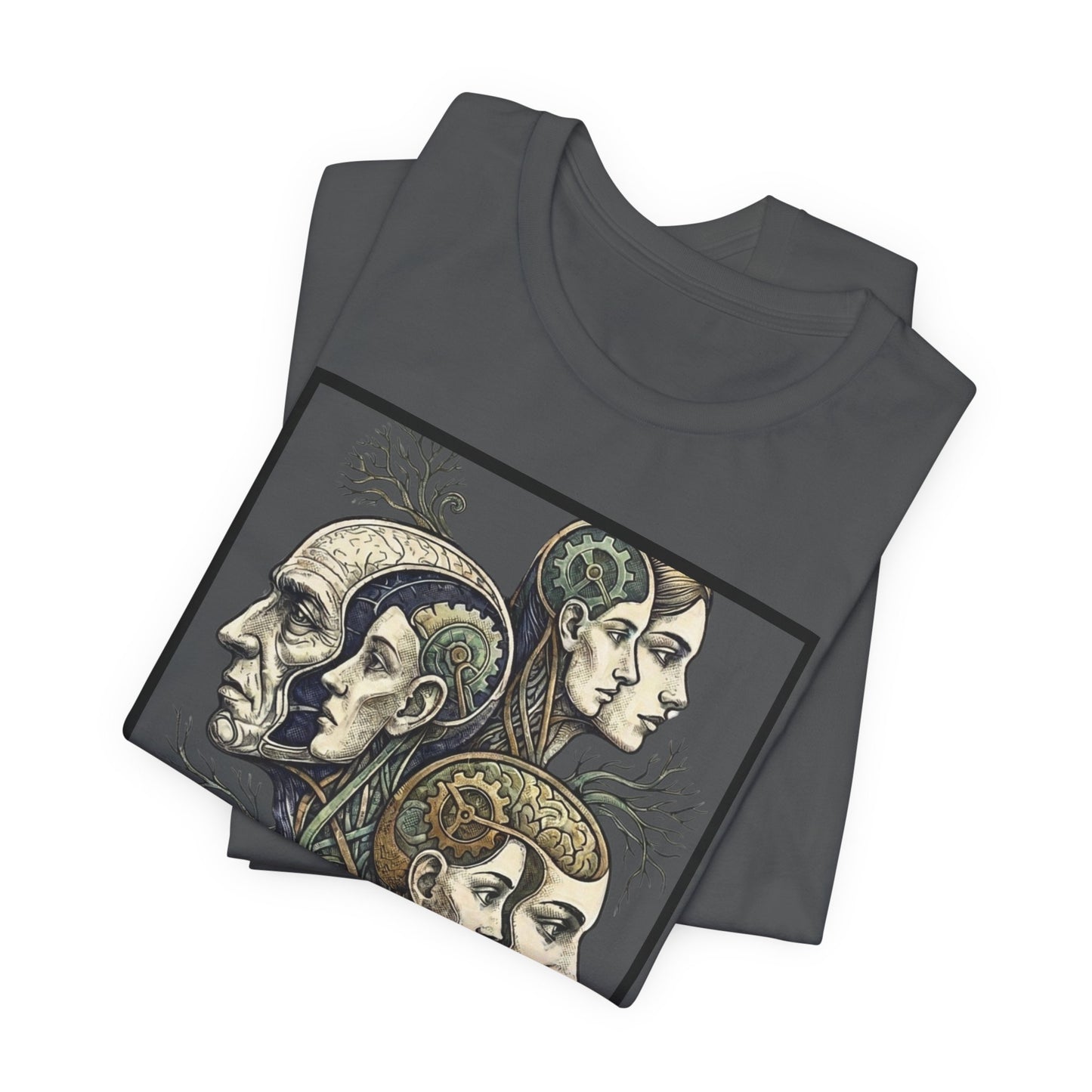 Family of Thought - Crop - Evolution of Minds T-Shirt — Surreal Human Faces Art Tee