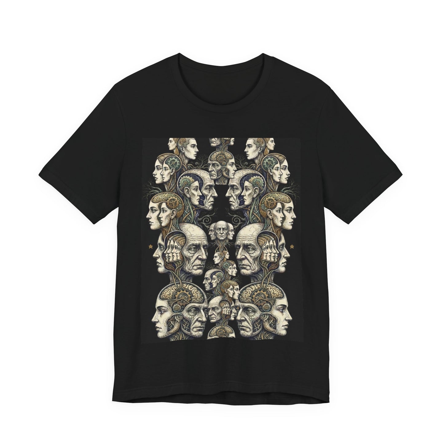 Family Of Thought - "All At Once" - Anatomical Heads Collage T-Shirt — Vintage Phrenology Art Tee