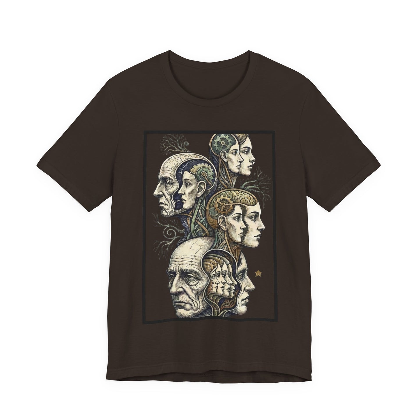 Family of Thought - Crop - Evolution of Minds T-Shirt — Surreal Human Faces Art Tee