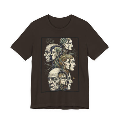 Family of Thought - Crop - Evolution of Minds T-Shirt — Surreal Human Faces Art Tee