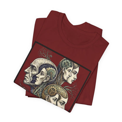 Family of Thought - Crop - Evolution of Minds T-Shirt — Surreal Human Faces Art Tee