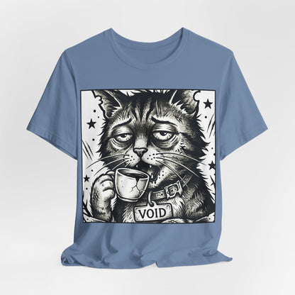 VOID - The Original Void Cat Tee — Tired Moody Cat Drinking Coffee Graphic T-Shirt