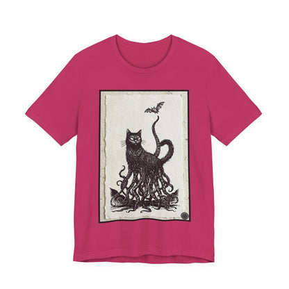 OctoCat Catching a Bat - Vintage Paper - Mystic Cat Kraken Tee — Gothic Cat T‑Shirt