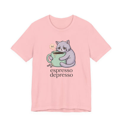 VOID - Espresso Depresso Cat T-Shirt — Cute Sad Cat Coffee Tee