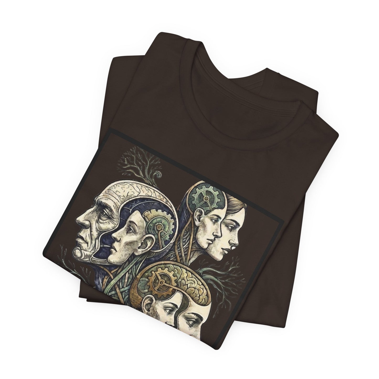 Family of Thought - Crop - Evolution of Minds T-Shirt — Surreal Human Faces Art Tee