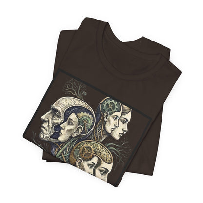 Family of Thought - Crop - Evolution of Minds T-Shirt — Surreal Human Faces Art Tee