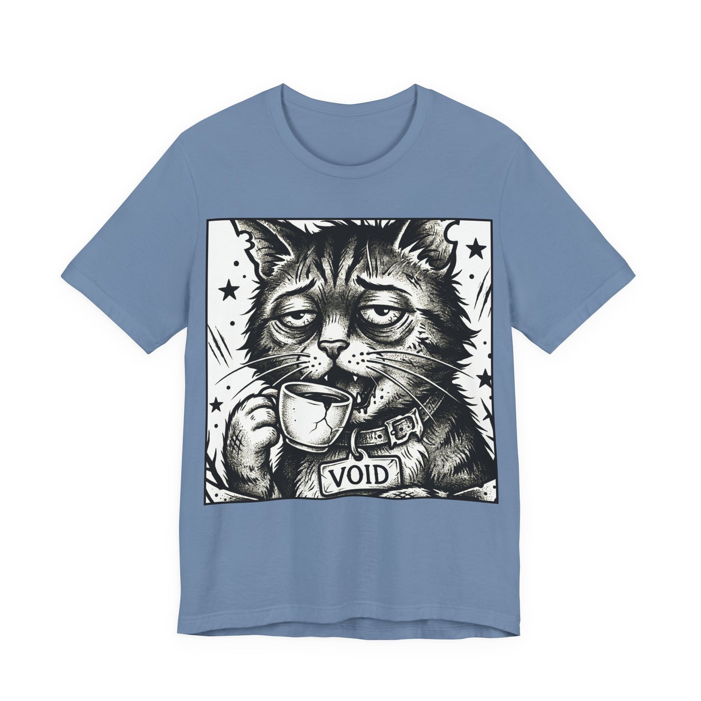 VOID - The Original Void Cat Tee — Tired Moody Cat Drinking Coffee Graphic T-Shirt