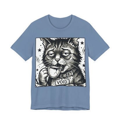 VOID - The Original Void Cat Tee — Tired Moody Cat Drinking Coffee Graphic T-Shirt