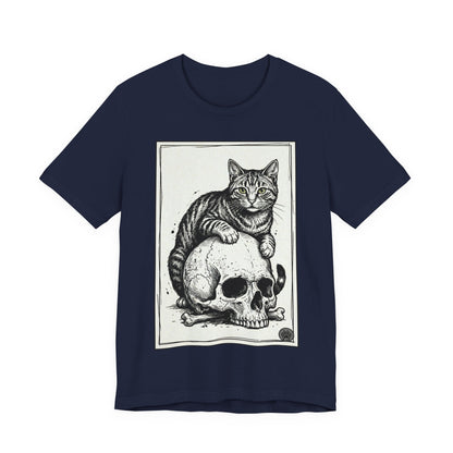 DarkArts Collection - Cat & Skull T-Shirt – Gothic Cat Illustration Tee