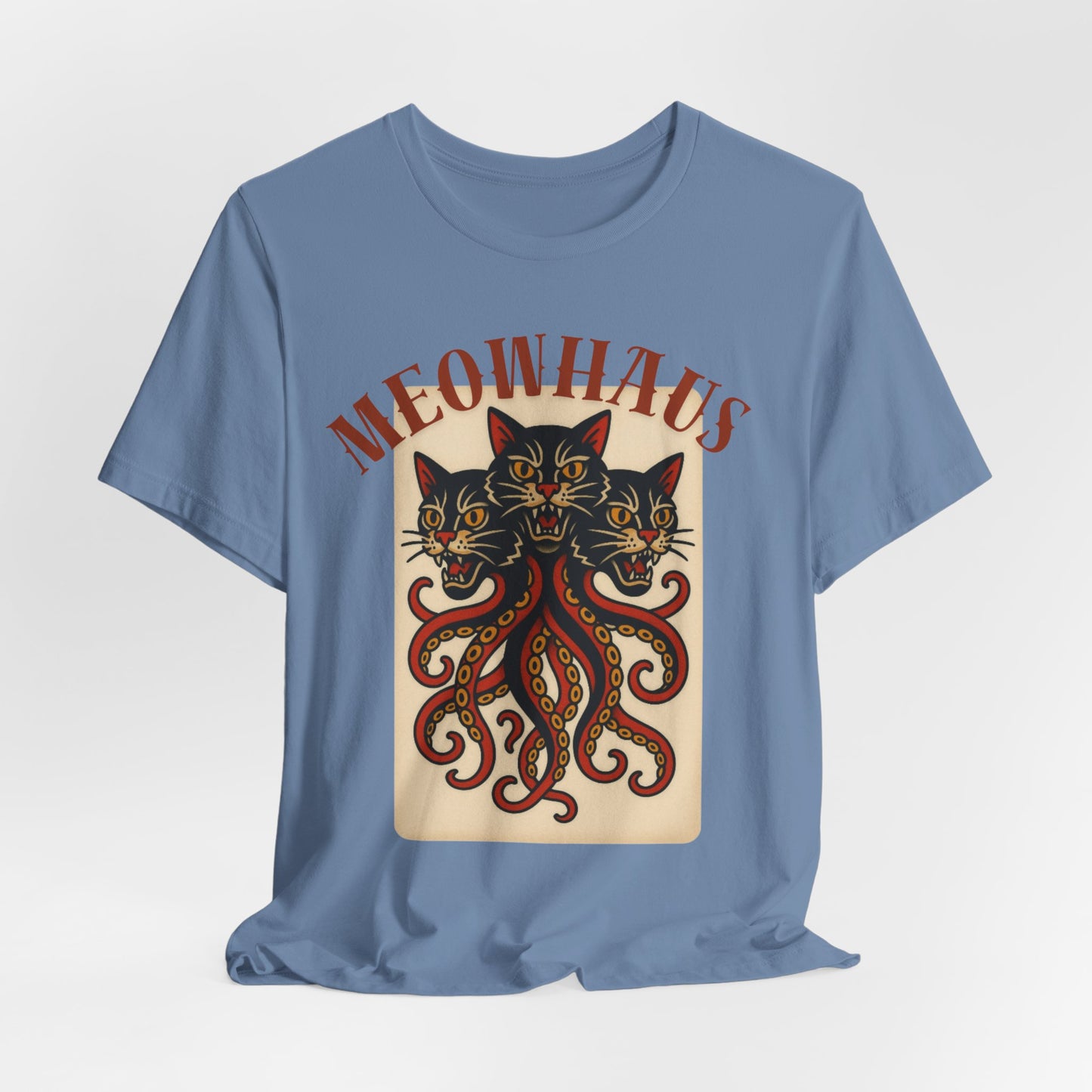 The Magic Three - Vintage Tattoo Meowhaus Cat-Octopus Graphic Tee