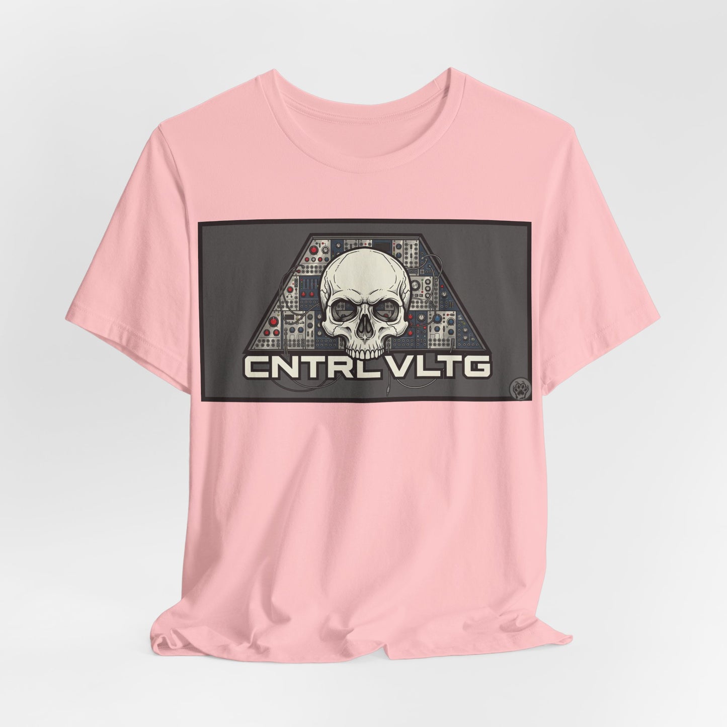 CV Control Voltage - TriBase Grey - Skull Modular Synth Analog Circuit 'CNTRL VLTG' Graphic Tee - Retro Tech Skull T-Shirt