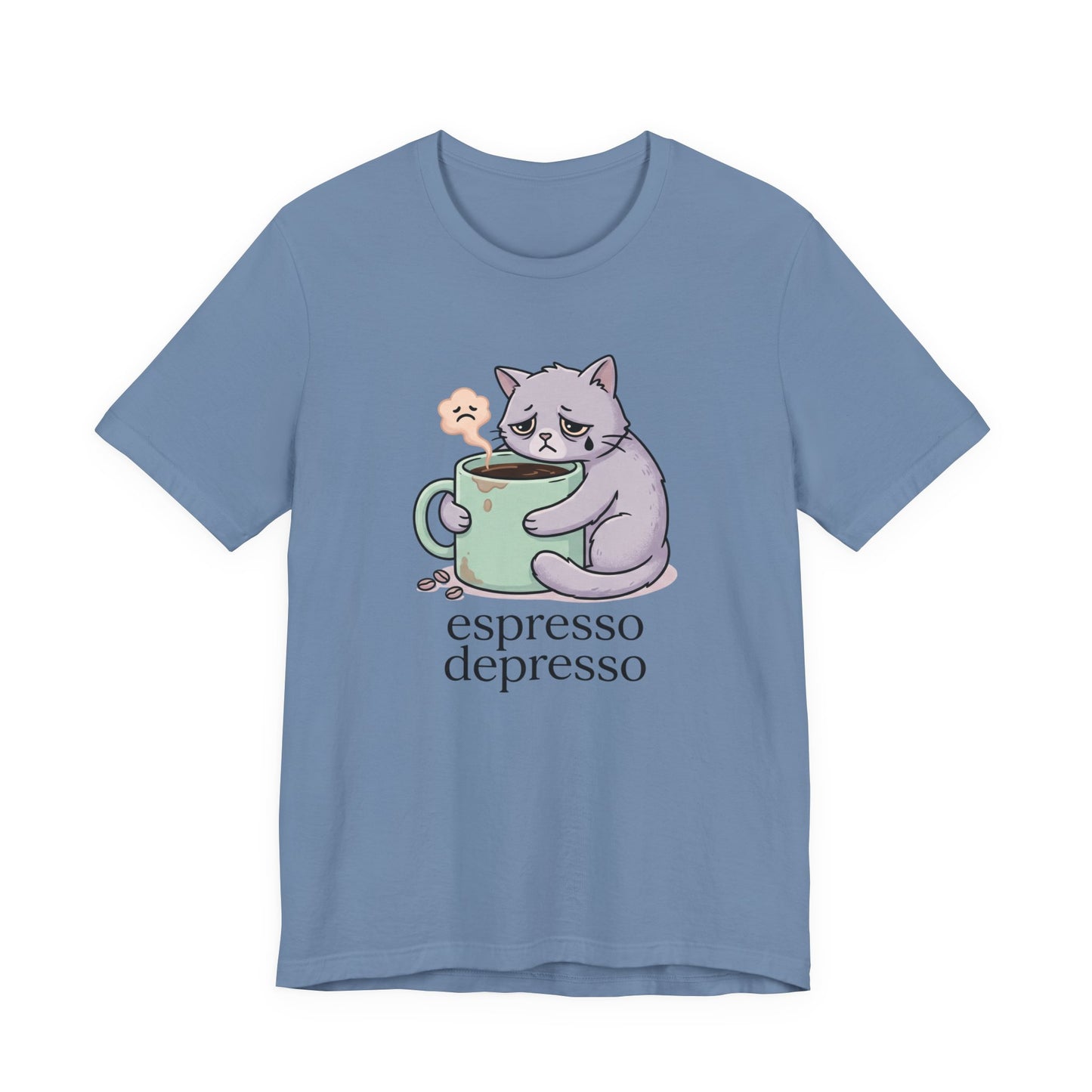 VOID - Espresso Depresso Cat T-Shirt — Cute Sad Cat Coffee Tee