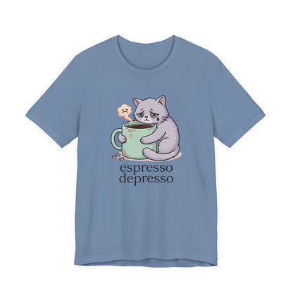 VOID - Espresso Depresso Cat T-Shirt — Cute Sad Cat Coffee Tee