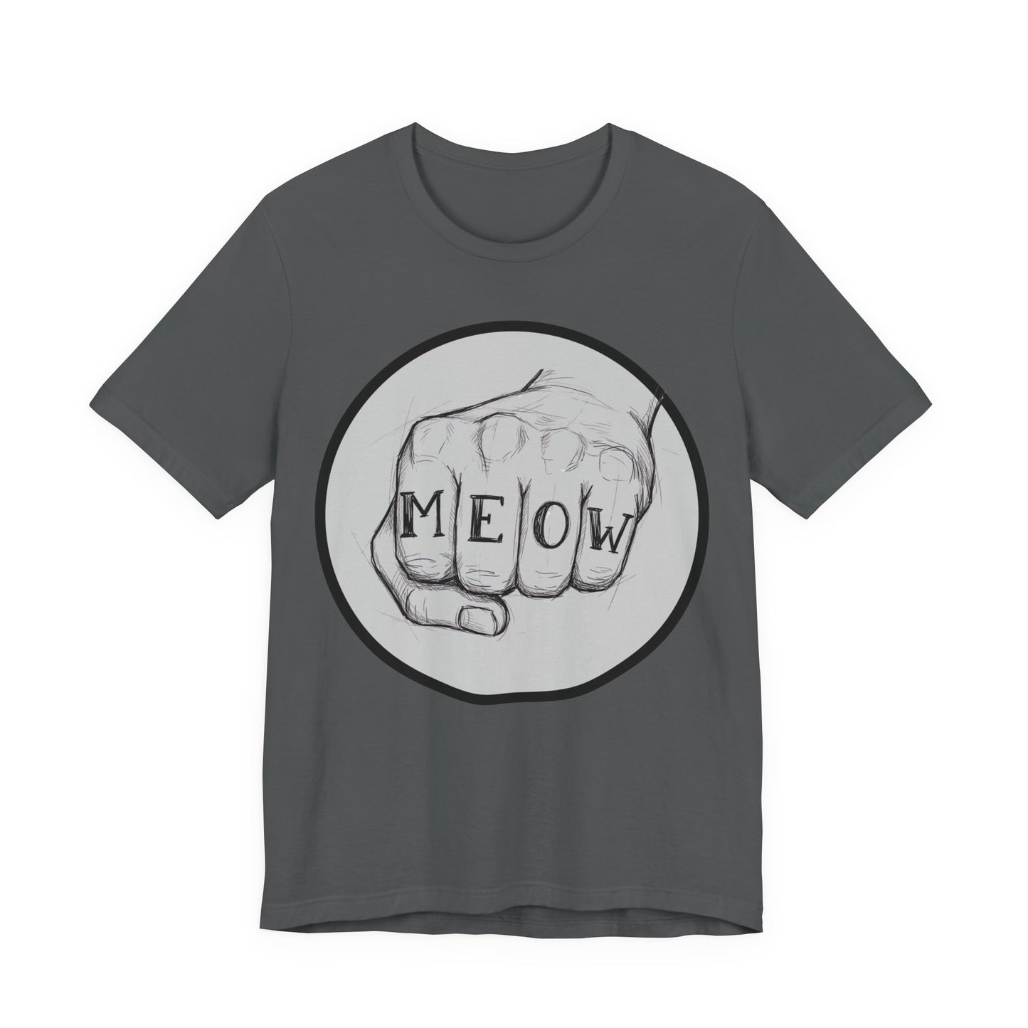 Meow Knuckle Tattoo Tee — Cat Lover Graphic T‑Shirt